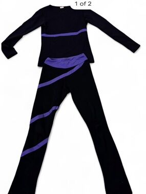 Black and Purple Two-Piece Athletic Thermal Set